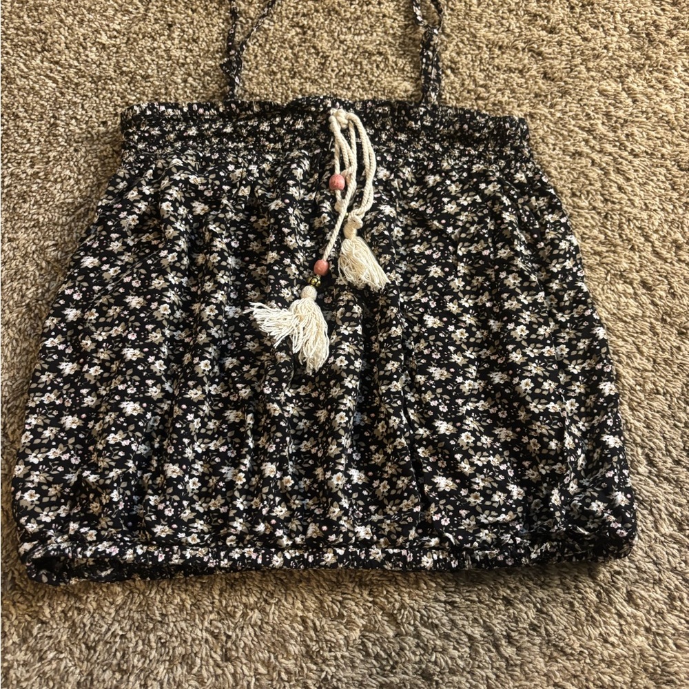 Floral Black and White Tank Top